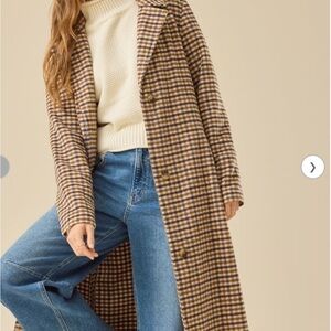 Stoosh Checkered Coat in Brown and Tan